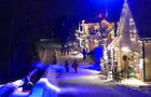 Glissade et décor d'hiver