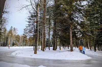 Sentier de patin éclairé en forêt à Lac-Simon
